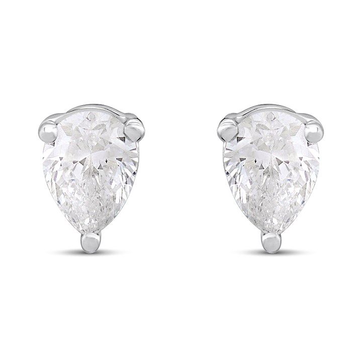 Silver 0.20ct Lab Grown Diamond Pear Shaped Solitaire Stud Earrings - F9852