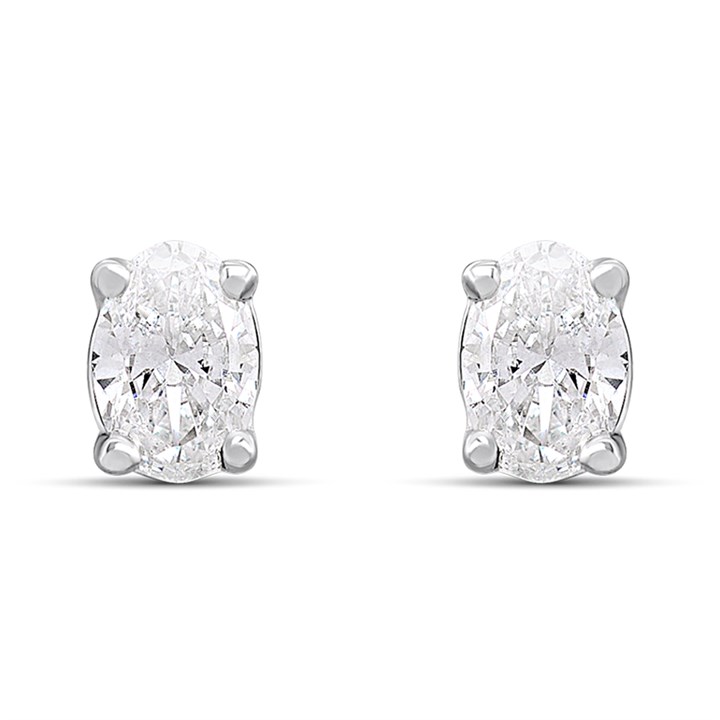 Silver 0.20ct Lab Grown Diamond Oval Solitaire Stud Earrings - F9853