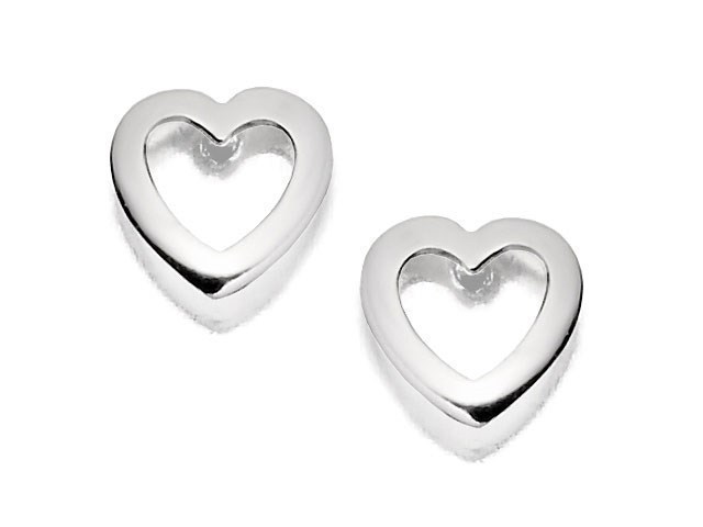 Silver Cut Out Heart Andralok Earrings - 7mm - F9901