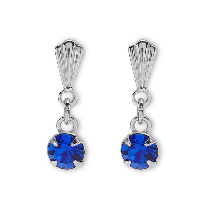 Silver Blue Crystal Andralok Drop Earrings - 13mm drop - F9999