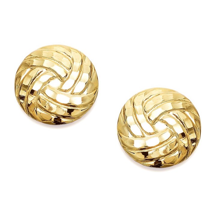 9ct Gold Swirl Disk Earrings - 10mm - G0104