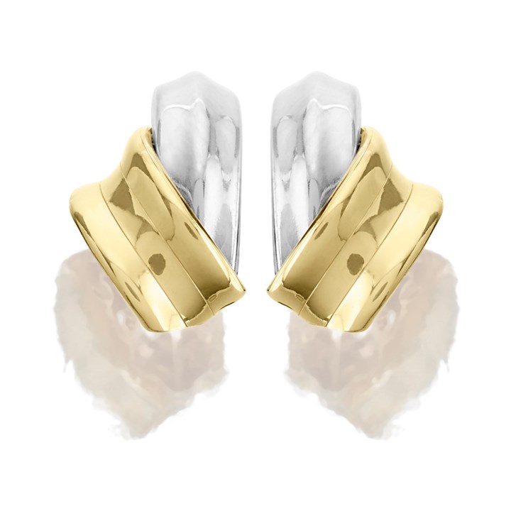 9ct Two Colour Gold Twist Stud Earrings - 10mm - G01107