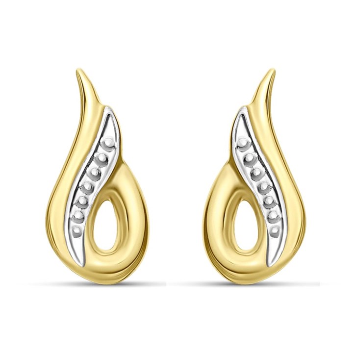 9ct Gold Two Colour Loop Stud Earrings - 10mm - G0120