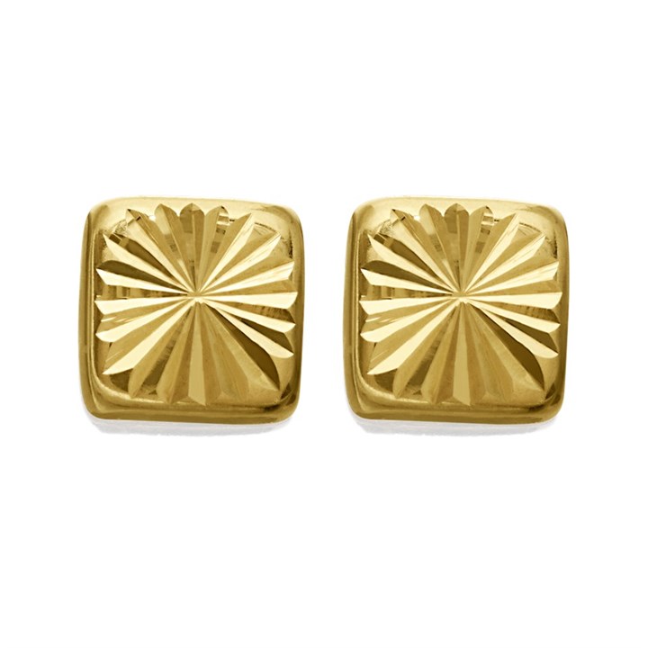 9ct Gold Diamond Cut Square Stud Earrings - 5mm - G0179