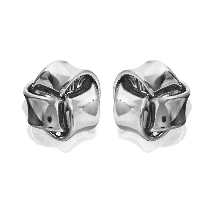 9ct White Gold Knot Stud Earrings - 6mm - G0246