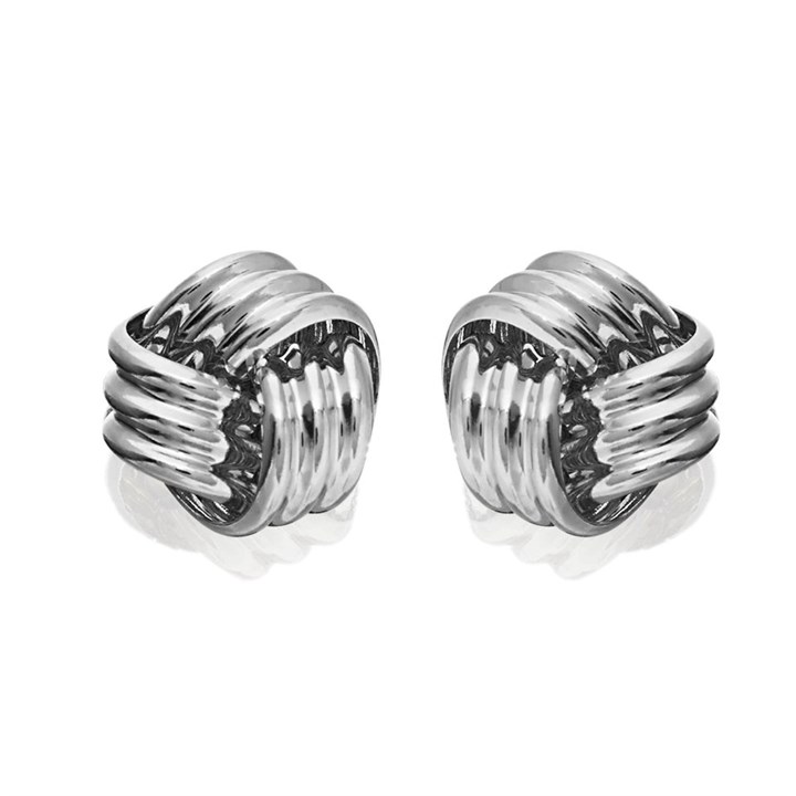 9ct White Gold Knot Stud Earrings - 6mm - G0247
