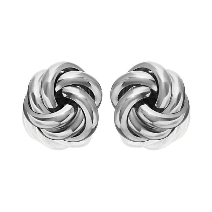 9ct White Gold Knot Stud Earrings - 6mm - G0249