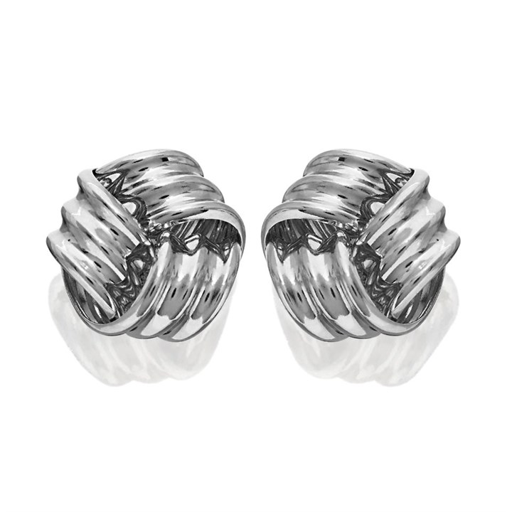 9ct White Gold Knot Stud Earrings - 8mm - G0252