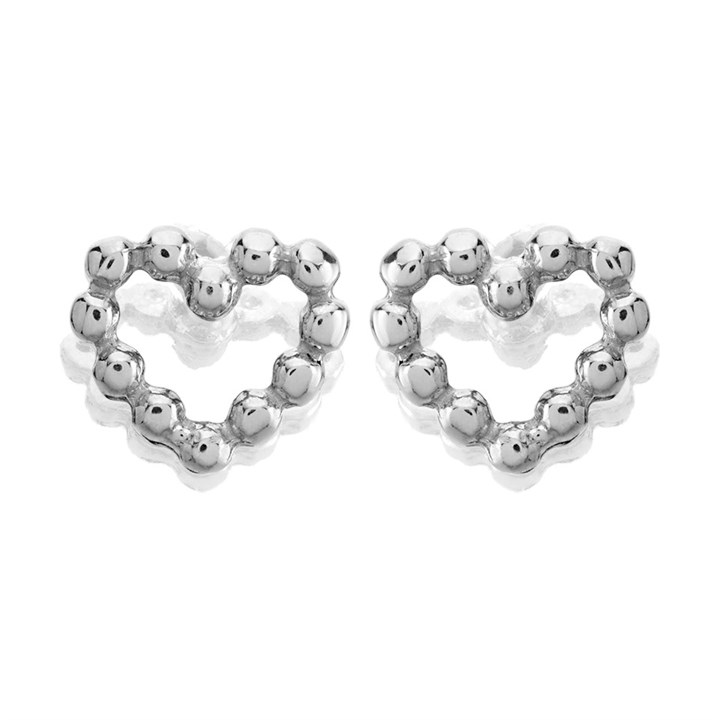 9ct White Gold Heart Stud Earrings - 6mm - G0261
