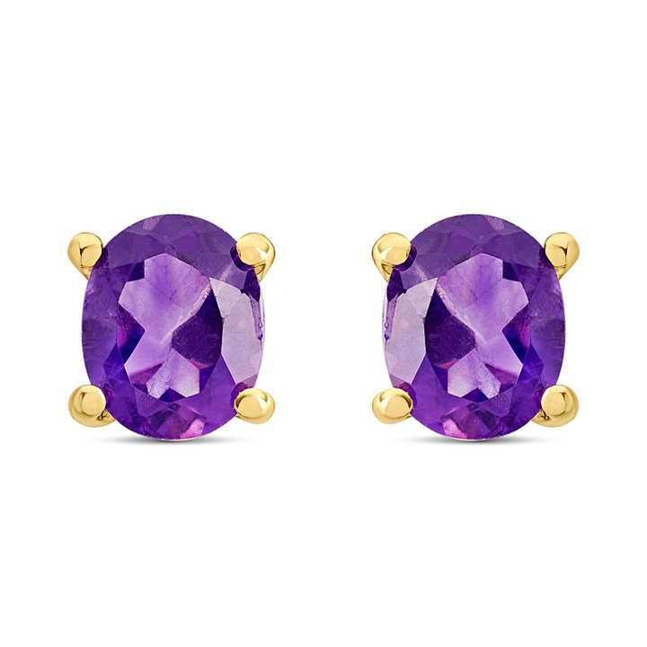 9ct Gold Amethyst Stud Earrings - G0289