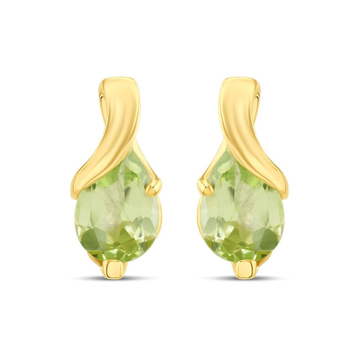 9ct Gold Swirl Peridot Stud Earrings - G0294
