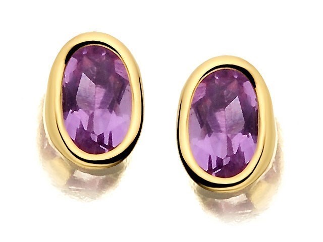 9ct Gold Amethyst Earrings - 6mm - G0453