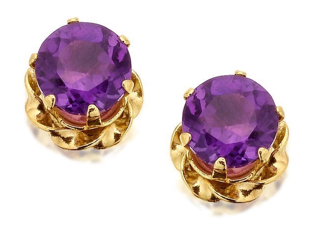 9ct Gold Amethyst Stud Earrings - 5mm - G0461