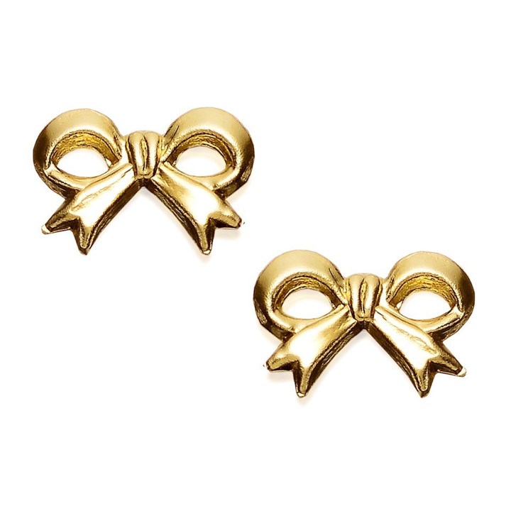 9ct Gold Bow Stud Earrings - 10mm - G0619