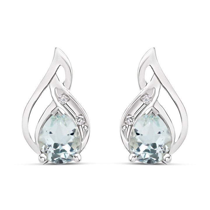 9ct White Gold Aquamarine Stud Earrings - G0689