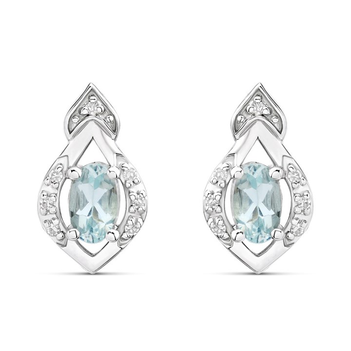 9ct White Gold Aquamarine Teardrop Earrings - G0691