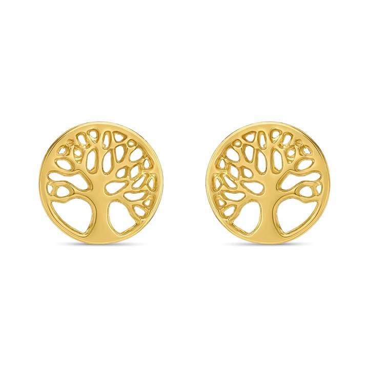 9ct Gold Tree Of Life Stud Earrings - 8mm - G0717
