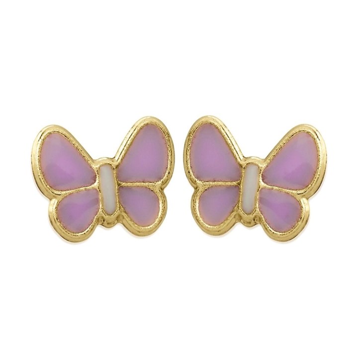 9ct Gold Enamel Butterfly Stud Earrings - 8mm - G0848