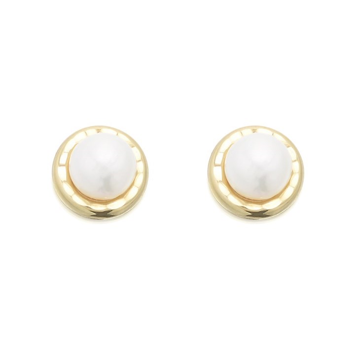 9ct Gold Freshwater Pearl Stud Earrings - 9mm - G0917