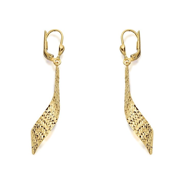 9ct Gold Diamond Cut Twisted Drop Earrings - 52mm drop - EXCLUSIVE - G1018