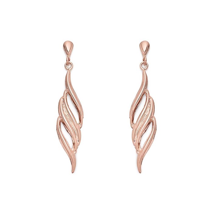 9ct Rose Gold Flame Drop Earrings - G1043