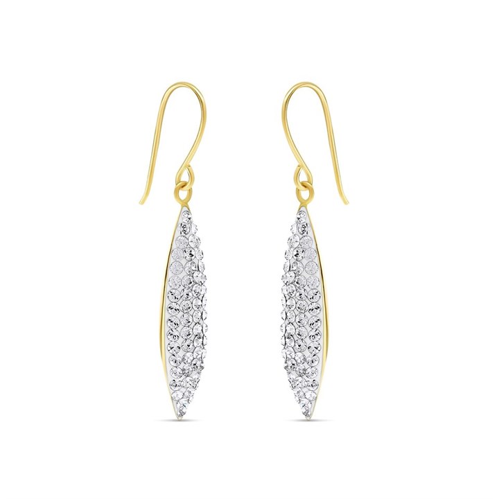 9ct Gold Crystal Hook Wire Earrings - 33mm drop - G1062