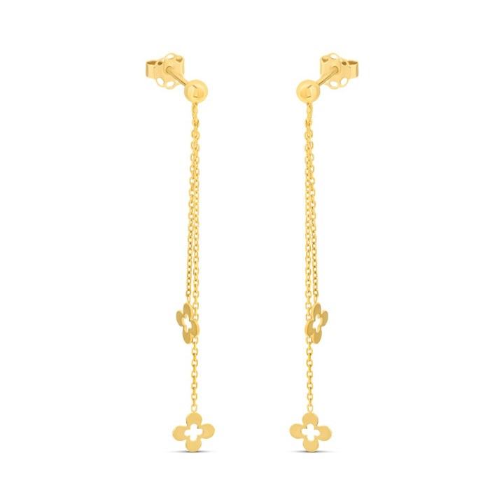 9ct Gold Floral Drop Earrings - G1081