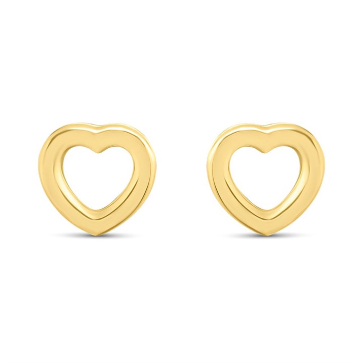 14ct Gold Open Heart Stud Earrings - G1313