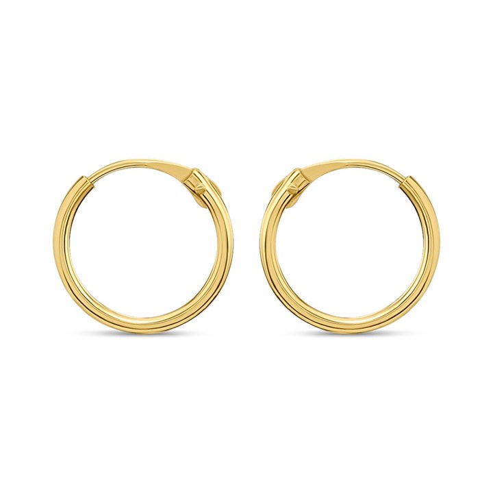 14ct Gold 10mm Hinged Hoop Earrings - G1338