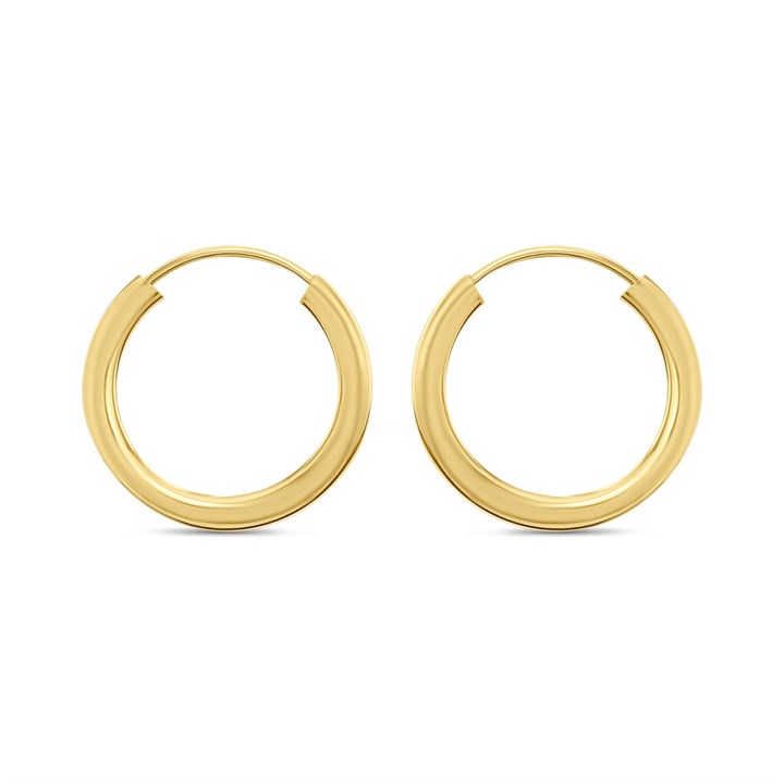 14ct Gold 16mm Hoop Earrings - G1340