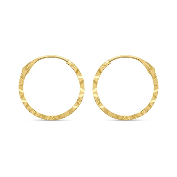 14ct Gold 13mm Diamond Cut Hinged Hoop Earrings - G1343
