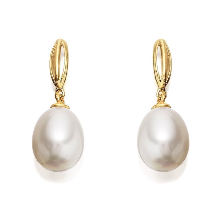 9ct Gold Freshwater Pearl Drop Earrings - 22mm drop - G1419