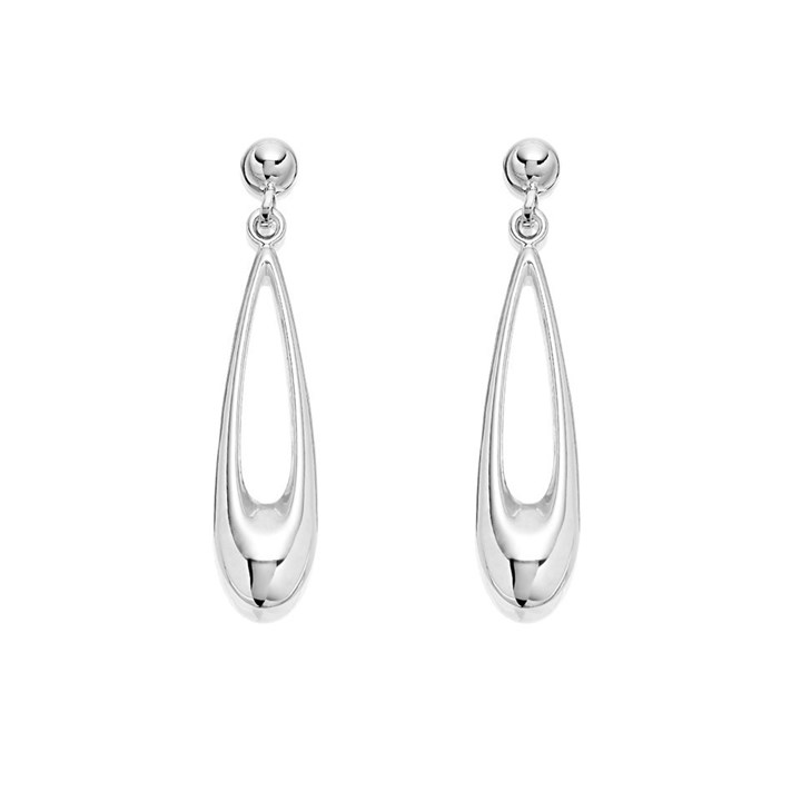 9ct White Gold Elongated Tear Drop Earrings - 34mm drop - G1428