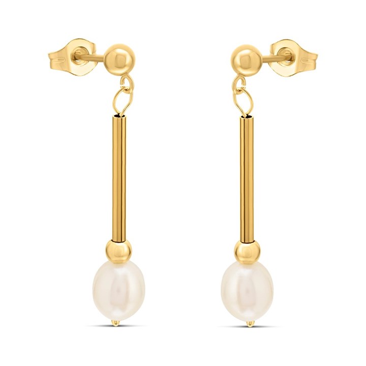 9ct Gold Freshwater Pearl Drop Earrings - G1474