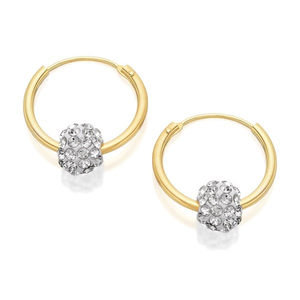 9ct Gold Crystal Ball Hoop Earrings 15mm G2207 F.Hinds Jewellers