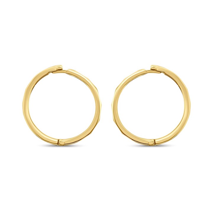9ct Gold 10mm Facet Cut Hinged Sleeper Earrings - G2223