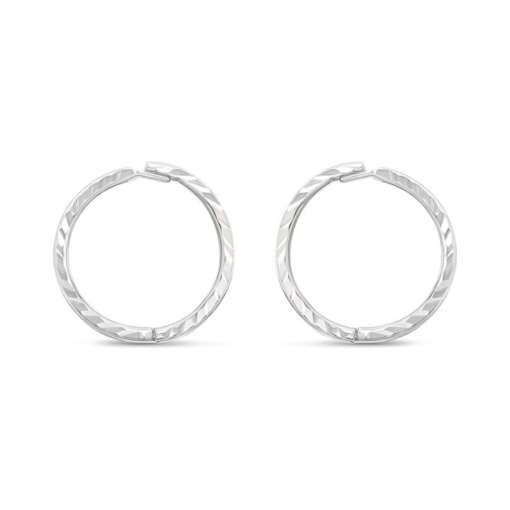 9ct White Gold 10mm Diamond Cut Hinged Sleeper Earrings - G2228