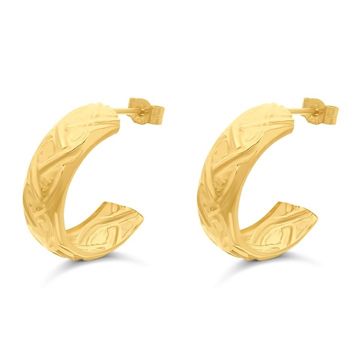 9ct Gold Celtic Half Hoop Earrings - 18mm - G2576