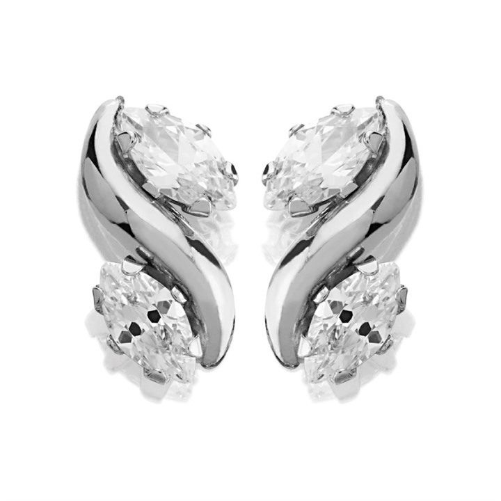 9ct White Cubic Zirconia Stud Earrings - 7mm - G27123