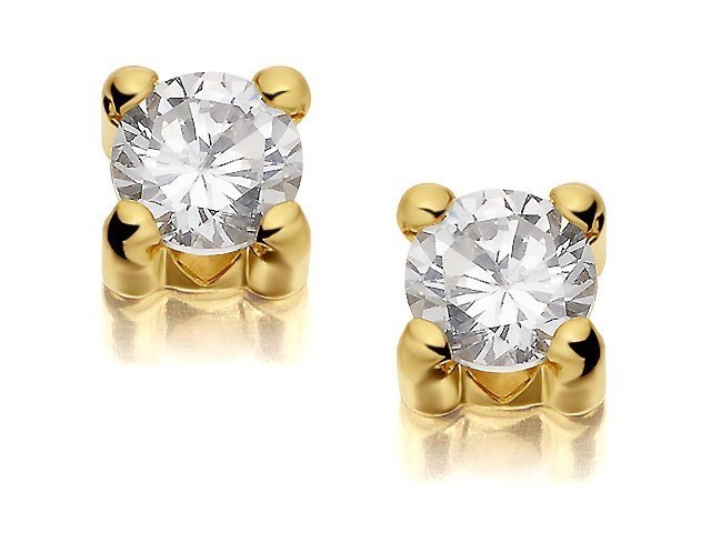 9ct Gold Cubic Zirconia Solitaire Stud Earrings - 5mm - G2730