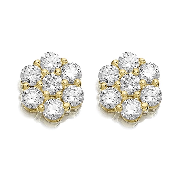 9ct Gold Cubic Zirconia Cluster Stud Earrings - 5mm - G2747