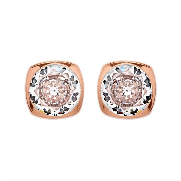 9ct Rose Gold Cubic Zirconia Stud Earrings - 6mm - G2753