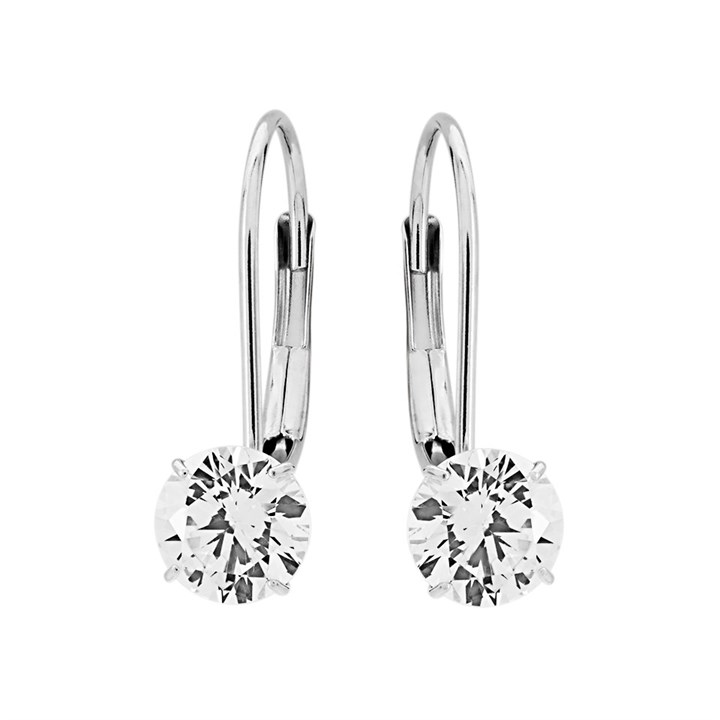 9ct White Gold Cubic Zirconia Drop Earrings - 14mm drop - G2879