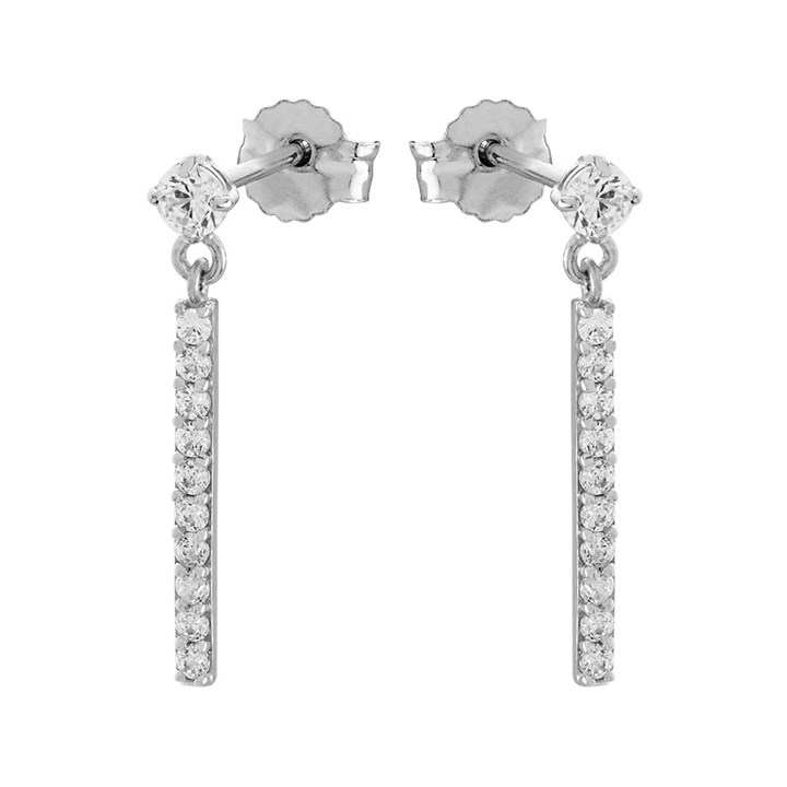 9ct White Gold Cubic Zirconia Drop Earrings - 17mm drop - G2882