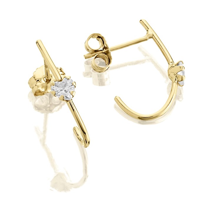 9ct Gold Cubic Zirconia 'J' Hoop Earrings - 12mm - G2883