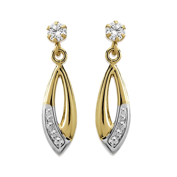 9ct Gold Cubic Zirconia Drop Earrings - 20mm drop - G2885