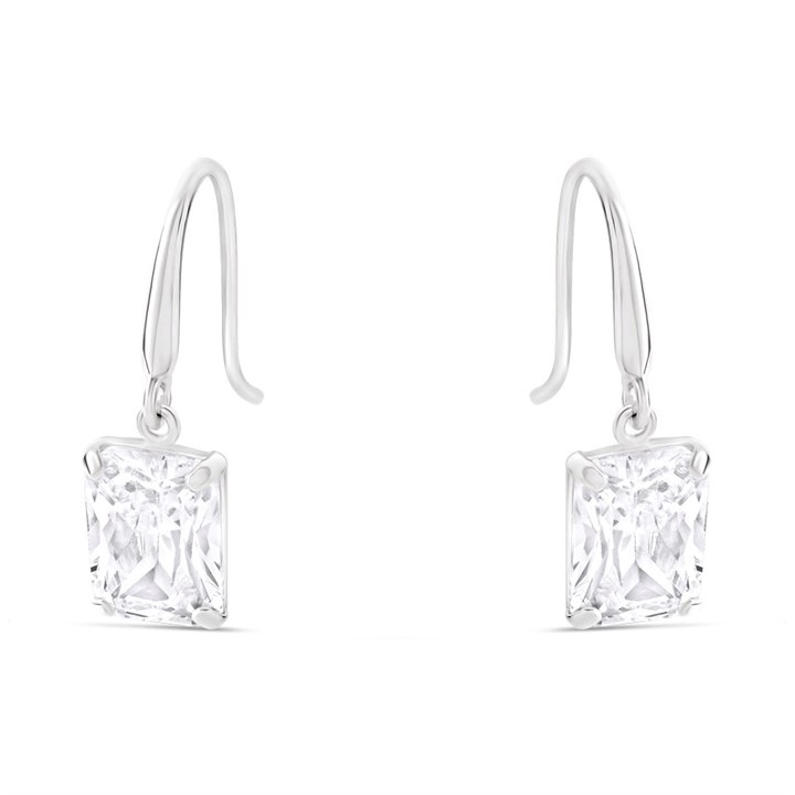 9ct White Gold Cubic Zirconia Hook Wire Earrings - 17mm drop - G2887