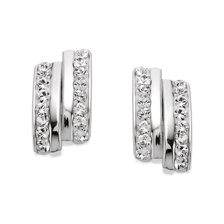 9ct White Gold Resin Crystal Stud Earrings - 10mm - G2910