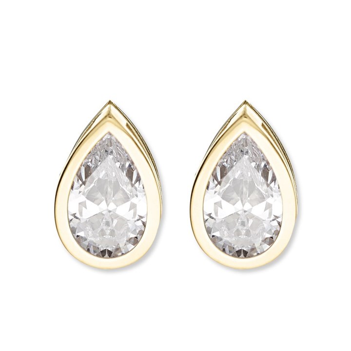 9ct Gold Cubic Zirconia Peardrop Earrings - G2925