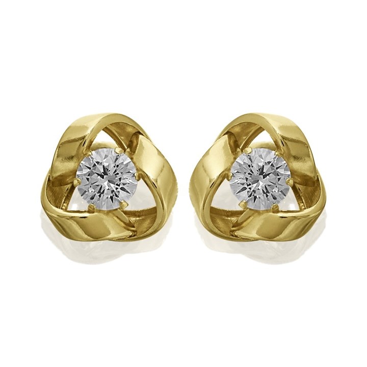 9ct Gold Cubic Zirconia Stud Earrings - 8mm - G2928